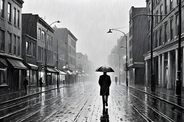 person walking in the city. Generative AI