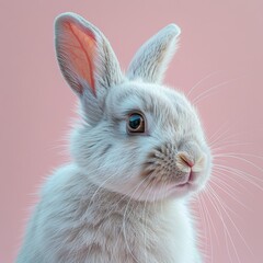 Obraz premium easter bunny with ears on pink background, in the style of contemporary modernist-type photography, dark white and light beige.Generative AI