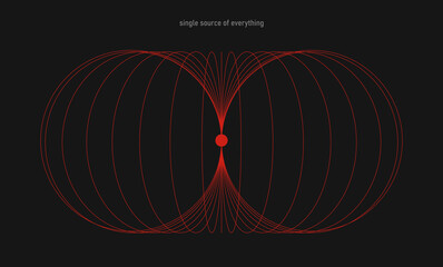 Geometric lines forming abstract structure against black background titled single source of everything. Modern aesthetics, minimalist art. Vector design for creative cover, poster and ad