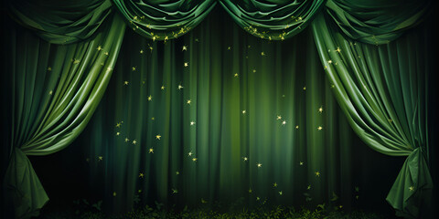 Green stage curtain generated ai