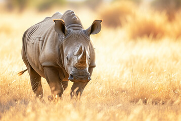 Black rhinoceros Diceros bicornis in the savanna, World Wildlife Day, March