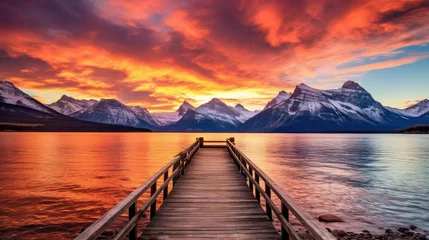 Zelfklevend Fotobehang serene lake landscape © PikePicture