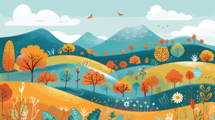 Gordijnen Autumn nature and country landscape background. © Ideas