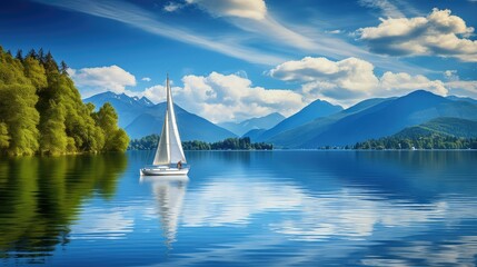 boat lake sailing - obrazy, fototapety, plakaty