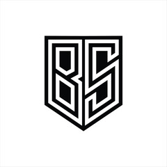 BS Letter Logo monogram shield geometric line inside shield design template