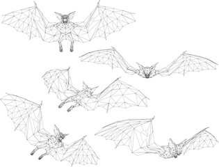 Sketch illustration vector design of night animal bat flying in the sky