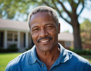 Portrait of a mature happy african american man outside