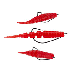 set silicone fishing bait in the shape of an insect larva isolated from background