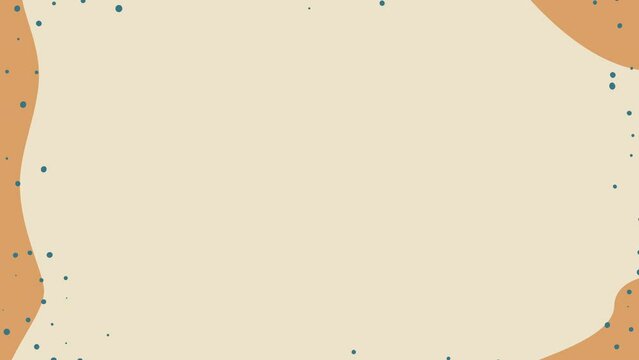 Beige simple modern background with flowing shape and green boho dots - copy space and loop