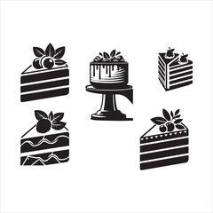 Black and white cake isolated vector illustration