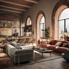 water view mansion living room loft decoration 