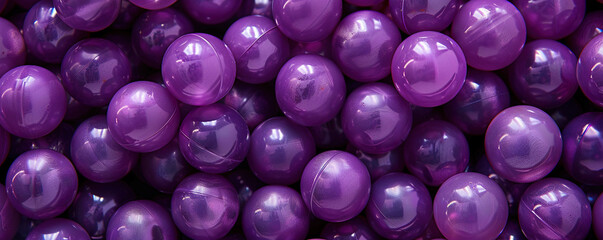 Purple plastic balls selected for a ball pit. - obrazy, fototapety, plakaty