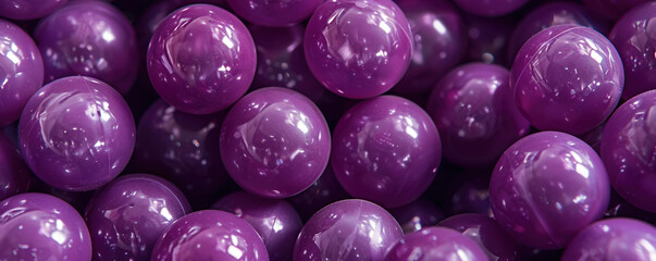 Purple plastic balls selected for a ball pit. - obrazy, fototapety, plakaty