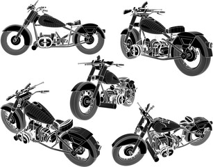 Obraz premium Vector illustrator sketch design of a large cc motorbike for a touring travel club