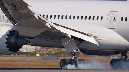 Tire smoke when large aircraft land