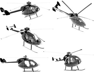 Vector illustration of a design sketch for mini heli public transportation for short distance travel © nur