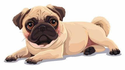 Cute Pug Dog cartoon vector illustration isolated