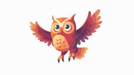 Cute owl cartoon flying. Flat vector style. isolated