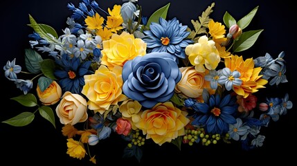 Fototapeta premium spring blue and yellow bouquet flower