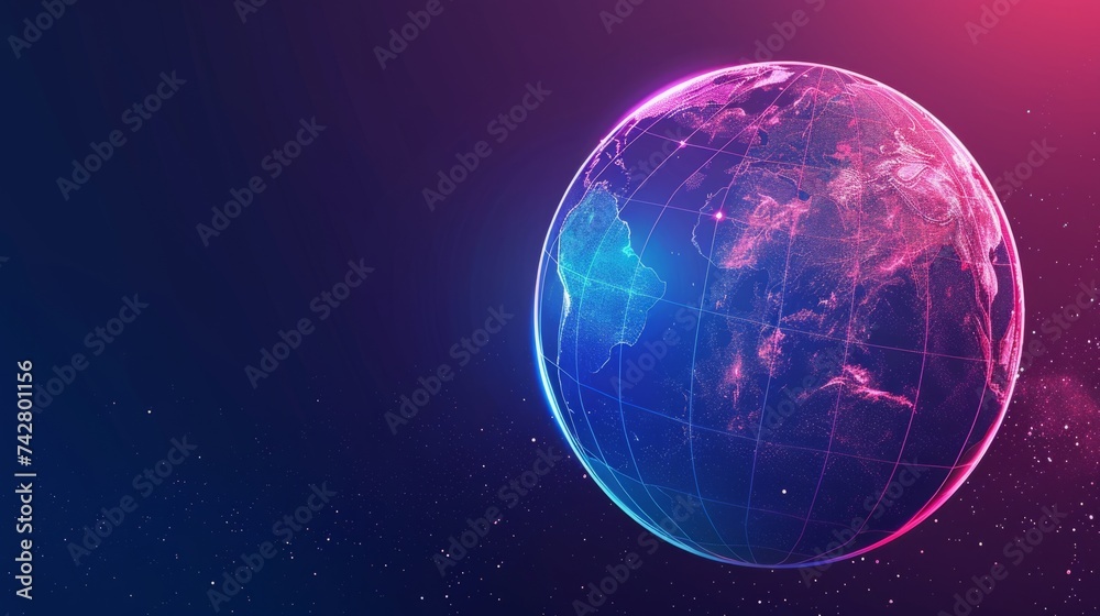 Wall mural planet earth simulating virtual connectivity generative ai