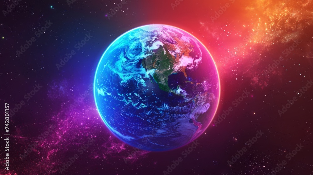 Wall mural planet earth simulating virtual connectivity generative ai