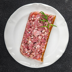 meat terrine slice pate Campagne meat loaf pork meat pie tasty fresh healthy eating cooking...