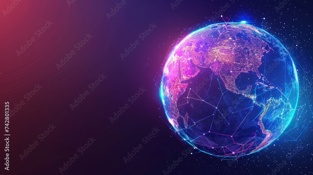Wall mural planet earth simulating virtual connectivity generative ai