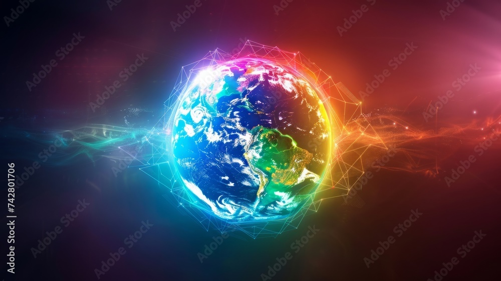 Wall mural planet earth simulating virtual connectivity generative ai