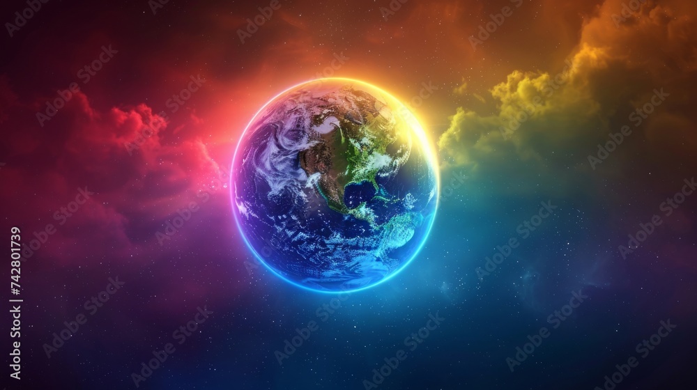 Wall mural planet earth simulating virtual connectivity generative ai