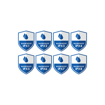 Waterproof ipx logo set, Waterproof ipx label set vector graphics