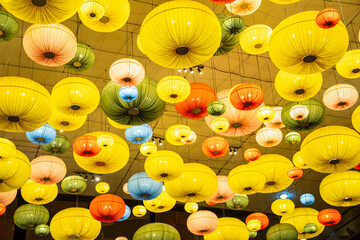 Lanterns in an ancient Chinese restaurant