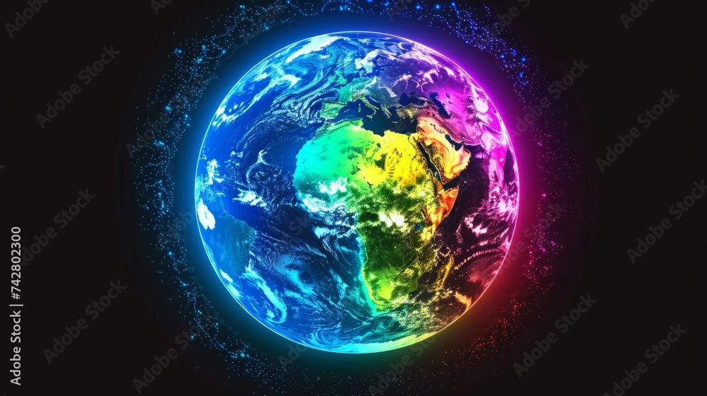 Wall mural planet earth simulating virtual connectivity generative ai