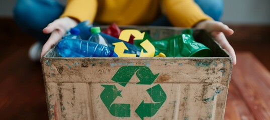 Visual tutorial of waste sorting from collection to recycling, step by step with informative text.