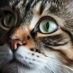 Close-up of a cats curious eyes.