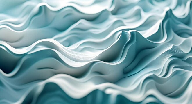 Beautiful waves of white and blue paper flowing.