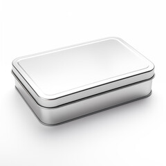 Rectangular tin box. Metal box for various purposes. Isolate on a white back