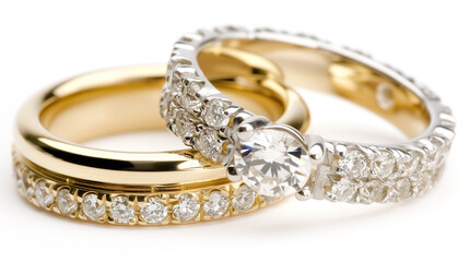 wedding rings on white