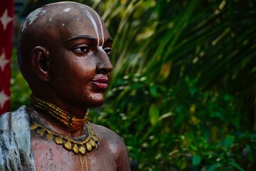closeup shot of shri chaitanya mahaprabhu statue