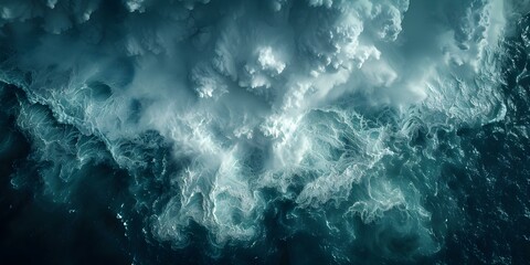 Dramatic Aerial View of Stormy Baltic Sea Under Epic Clouds: A Stunning Seascape. Concept Aerial Photography, Stormy Weather, Baltic Sea, Epic Clouds, Seascape