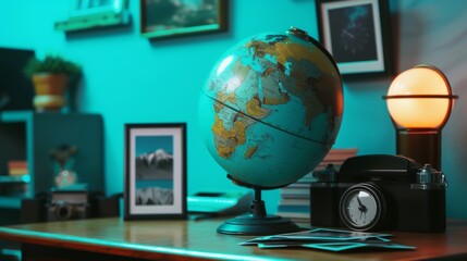 Earth globe on a desk generative ai