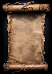 Old paper scroll on grunge textured background.