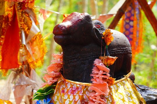 black statue of lord nandi