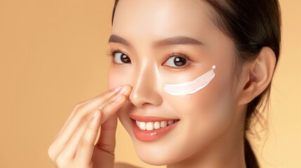 Beautiful Asian Woman Enjoying Hydrated Skin - Skincare Portrait