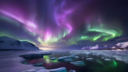 Obraz na płótnie Canvas Night Skies Over the Arctic: The Aurora's Dance