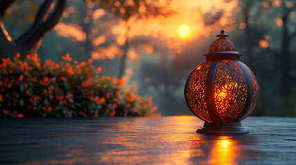 Islamic lantern in the night - Ramadan Kareem