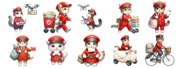 Watercolor cute animals on white background.