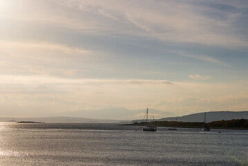 vews of the Connel Bridge  and the Falls of Lora in  the Firth of Lorn, Oban, Scotland