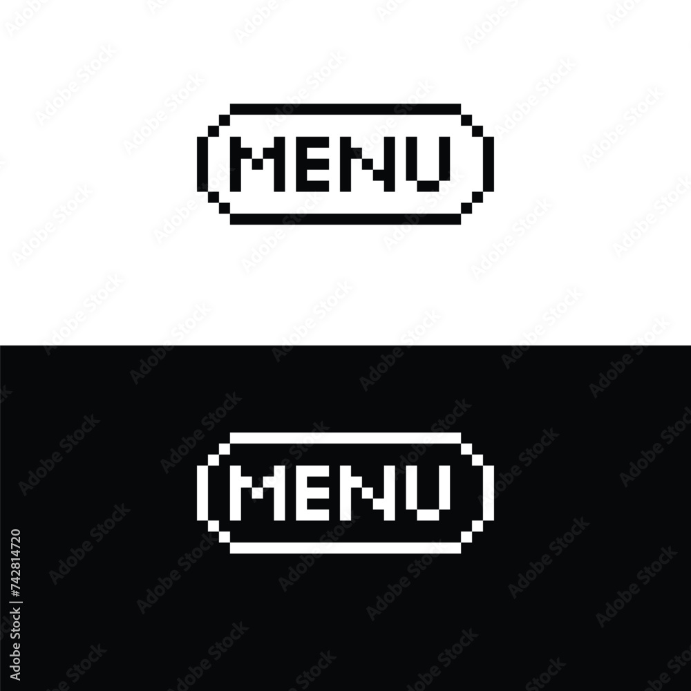 Poster menu button 8 bit text menu pixel art 8-bit for game
