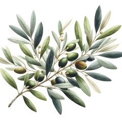 watercolor illustration of olive branches