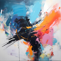 Abstract painting with bold brushstrokes.